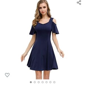NEW Cold Shoulder Ruffle Sleeve Aline Skater Dress
